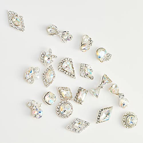 Danneasy 30pcs нокти rhinestones ab стаклени кристали за нокти 3D камења за нокти Метални привлечни нокти на ноктите накит Акрилни