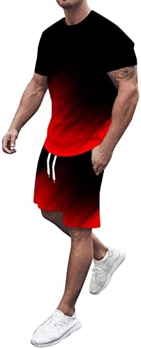Менс летни шорцеви постави 2 парчиња кратки ракави обични облеки лабави одговараат атлетски спортски тренерки поло маица + шорцеви костуми