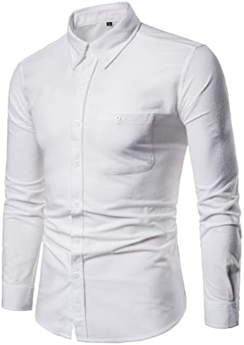 Маифу-гј машка кошула со двојно копче за долг ракав со долги ракави надолу со кошули со лесна тенка тенок вклопување топла кошула со