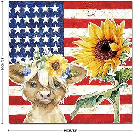 Фармски животни Ден на независност Ден на дрво знаци гроздобер фарма куќа дрвена плакета теле сончоглед венец Американско знаме виси