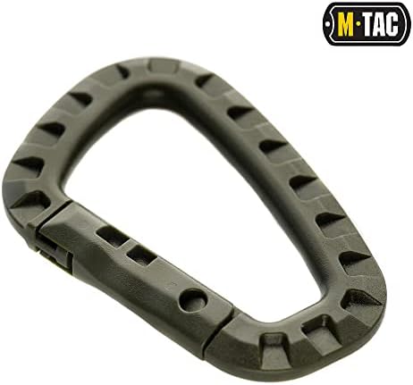 M -TAC TACTICASS 3,5 Пластичен карабинер - повеќенаменски тврд полимерски клип за опрема - Д облик прстен за прстен на пролет, клип за опрема
