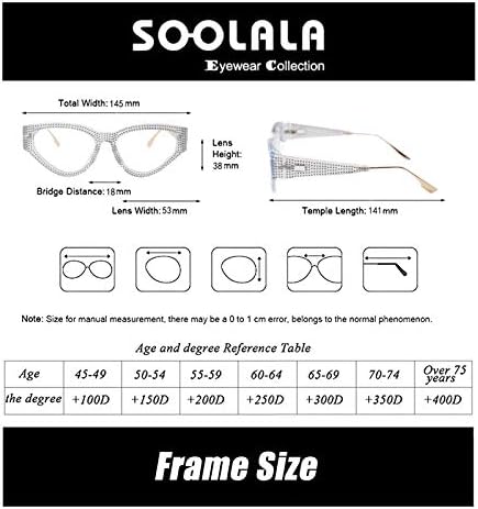 Soolala женски сини светло блокирање на леќи со високи дизајнери на високиот крај, размачкани очила за читање на мачки очи