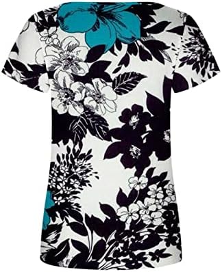 Lounge Tee Womens 2023 Краток ракав памук V лажичка вратот цветна графичка лабава кошула за блуза за дами VI
