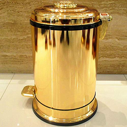 Zukeeljt Trash Can Can Golden Metal Metal Metal Man Can Can upscale hotel hotel villa кујна дневна соба бања покриена корпа за складирање ѓубре
