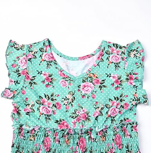 QPANCY Девојки Возбуда Трим Фустан Лето Печатење Обични Фустани Плажа Фустани За Деца