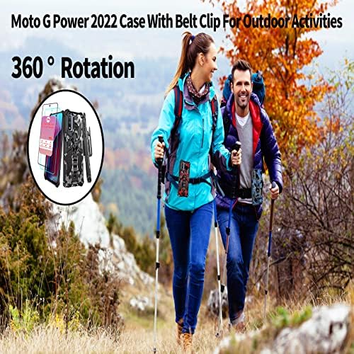 За Moto G Power 2022 Case со заштитник на екранот Moto G Power Case 2022 со ременски клип Moto G Power 2022 Case Kickstand