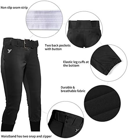 Youper Youth Girls Elite Belted Ship Rise FastPitch Softball Pant