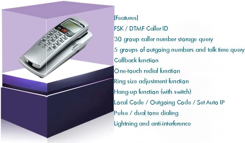 Телефонски телефонски фиксен телефон KJHD со FSK/DTMF ID на повик, прилагодување на рингтонот, повратен повик за поддршка за домашна канцеларија
