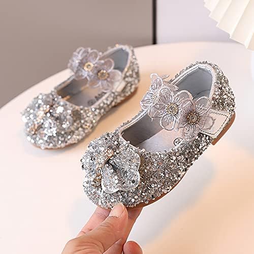 QVKARW перформанси танцувачки чевли за девојчиња Девојки чевли Перл rhinestones кои сјаат деца принцези чевли за деца мали деца