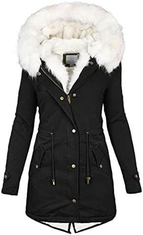 Женски зимски палта со качулки со качулка со качулка со ветерници во паркија јакна со долги ракави со качулка, џебови со палто со палто