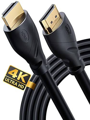 PowerBear 4K HDMI кабел 15 ft | Конектори со голема брзина, гума и злато, 4K @ 60Hz, Ultra HD, 2K, 1080p, & ARC компатибилен за лаптоп,