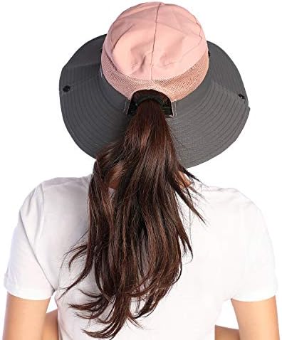 Сонце капи со широки корпи за кофа мрежи Boonie Beach Rhoish Hat UV заштита за жени