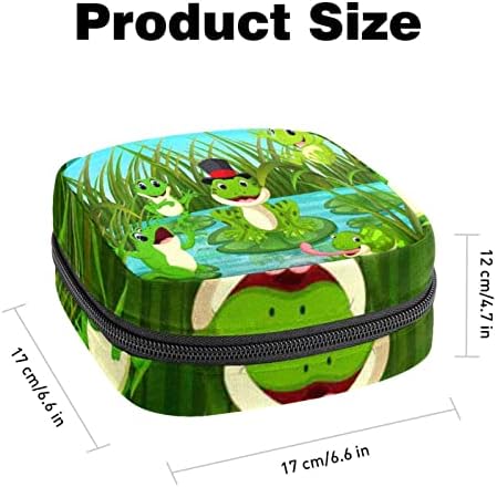 Санитарна торба за складирање на салфетка, торбичка за подлога, торбичка за подлога, мала торба за шминка, зелена жаба езерцето