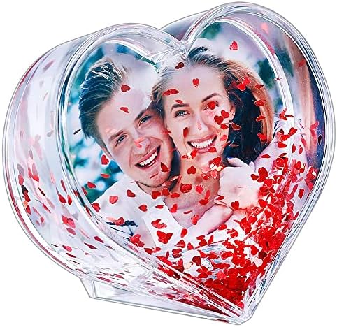 Сјајно срце во форма на слики со течен снег глобус фото рамка за парови пријатели семејство