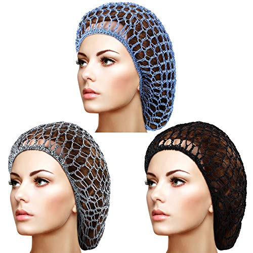 3 парчиња мрежа за коса мрежа нето -капчиња за коса, плетени капачиња со капа, капчиња за спиење