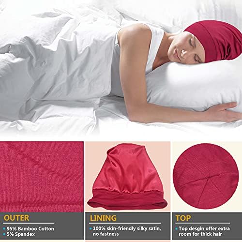 Сатен -хауба капа за спиење на косата за коса, сатен, наречен двојка, ноќен капа за спиење - прилагодлива за кадрава коса