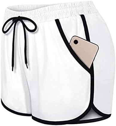 Женски обични шорцеви за влечење еластична половината со високи половини атлетски шорцеви џебни панталони облеки модна облека
