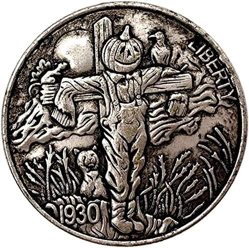 1930 година, плашило од тиква од вештерки, антички бакар стари подароци за копирање на сребрена монета