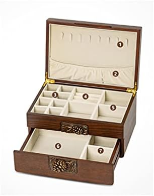 Uxzdx обетки обетки за складирање на ѓердан кутија накит накит кутија голем капацитет едноставна завршна кутија дрвена свадба