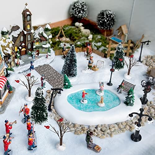 15 компјутери Божиќни фигурини додатоци Минијатурни борови дрвја снег вештачки новогодишни елки кардинални голи гранки дрвја улични светла