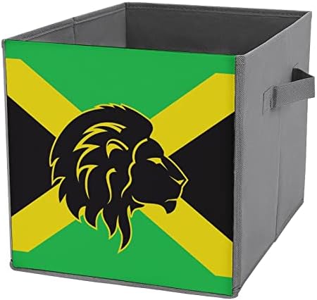 Знаме На Јамајка Лав Реге Платно Склопувачки Корпи За Складирање Коцки Корпи За Организатори Со Рачки За Автомобил За Домашна Канцеларија