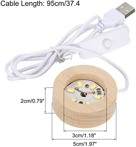 LED дрвени држачи за дрвени столбови во LED ја прикажува базата 5x2cm топла светлина околу USB -прекинувачот за пакет со камен од