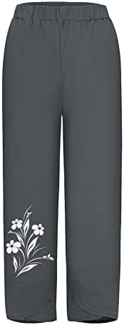 Летото на женските култури на Гуфесф лето, женски исечени памучни постелнини каприс панталони обични баги хареми панталони со џебови
