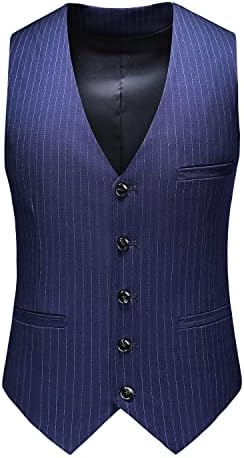 Mogu Mens Suitits 3 парче двојно до граден костум Pinstripe Slim Fit смокинг јакна елек панталони за деловна свадба матура