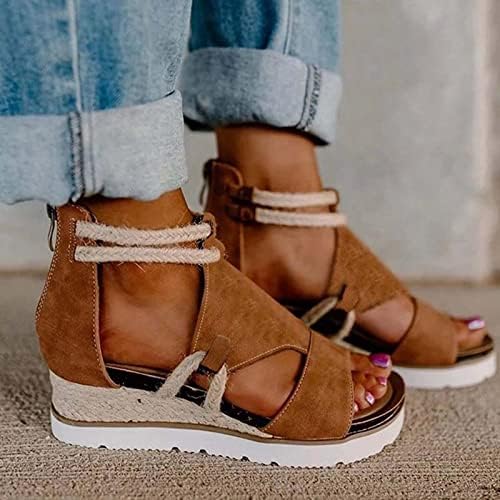 Клинови сандали за жени 2023 модна гроздобер платформа Сандал задниот патент, папучи за уста, лизгачи чевли за мајка