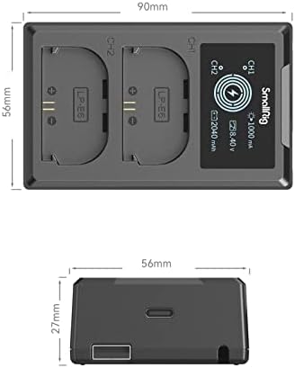 Smallrig LP-E6NH полнач за батерии со двојна слот за батерија Canon LP-E6NH за Canon R7, R5, R6, R, 5D IV/III/II, 6d, 6d II, 7D, 7D II, 60D, 70D,