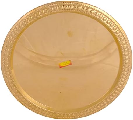 Shiv Shakti Arts® Pure Brass Thali Thali Big Ament Premium Designer Borden Plate | Дијаметар-40 см за податоците, Дивали и Спритатуален