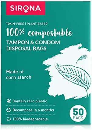 Торби за отстранување на тампон на Сирона - 50 кеси | Отстранување на кондом на производи за женска хигиена | Биоразградливо | Лесно