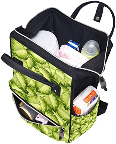 Зелени лисја лаптоп ранец за жени мажи, ранец за торбички за пелени за торбички за патувања во училишен колеџ ранец