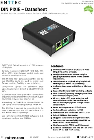Enttec Din Pixie 73539 2-универзум DMX LED контролер на пиксели, црна