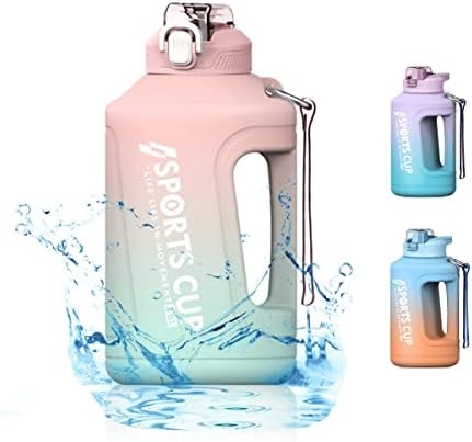 50oz/0,4 галон шише со вода со мотивациски временски маркер и слама, Flip Top Leakproof & BPA бесплатно шише со вода за фитнес, салата,