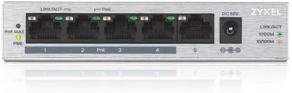 Zyxel 5 порт Gigabit Ethernet нерешени POE+ Switch | 4 x poe+ @ 60W | Приклучок и игра | Цврсто метално куќиште | Десктоп или wallид-монтажа