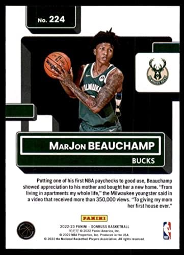 Marjon Beauchamp RC 2022-23 Donruss 224 nm+ -MT+ NBA кошарка Бакс Оцени Дебитант