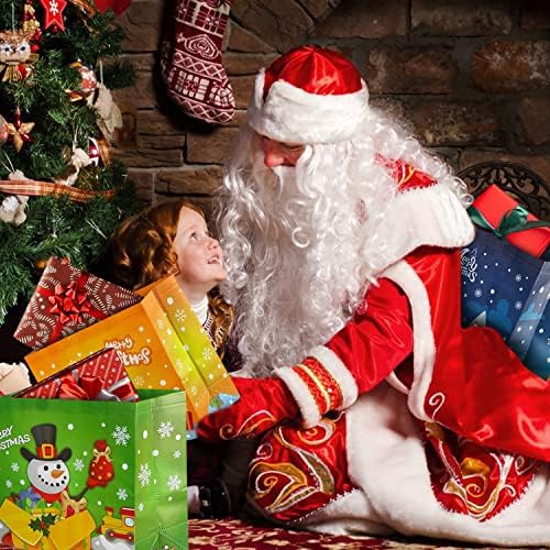 СУЛОЛИ 12 Спакувајте Големи Божиќни Торбички Со Рачки, Неткаени Торби За Подароци За Повеќекратна Употреба Торби За Купување Намирници