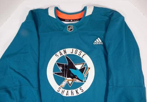 2019-20 Игра на Сан Хозе Ајкули користеше тешка практика Jerseyерси Адидас 58 DP42021 - Игра користена дресови во NHL