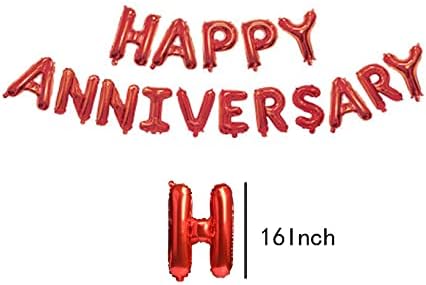 16 Инчен среќна Годишнина Алуминиумска Фолија Балони, Свадба Годишнината Ангажман Партија материјали црвена