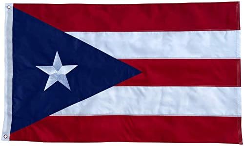Знамето на Порто Рико - 3x5 стапало на отворено најлонски банер со везена starвезда и двојно зашиени сошиени ленти - Трајни УВ -отпорни