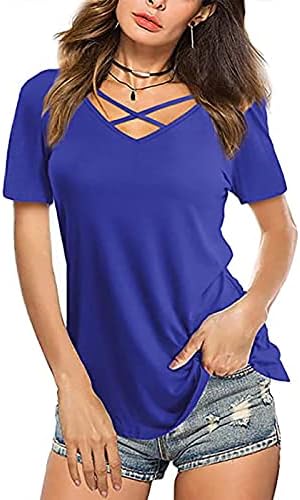Памучна блуза маица за жени есен летен краток ракав, обвивка за обвивка од bellвонче, основно основно подигање, домашна кошула