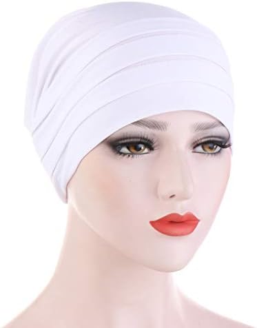 Плетиран турбан глава за жени Beanie Hat Vintage Ruched Chemo Caps мека удобна цврста тенка завиткана муслиманска глава за глава