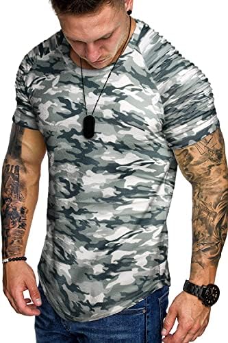 Коофанди маица за мускули на мажите со плетенка со раблан раблан за бодибилдинг салата за кратки ракави за модни кошули за тренингот Хипстер кошула