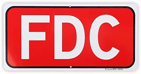 Знак на FDC, знак за врска со противпожарна служба, 12 x 6 - .040 Aluminum без 'рѓа - рефлективен, УВ заштитен и водоотпорен
