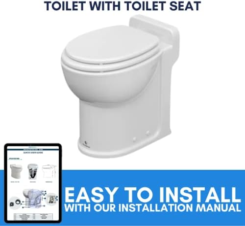 Тивок венерал со бел нагорен тоалет - мацериран систем за тоалети со стандарден сад од предната страна - моќен тоалетен тоалет за