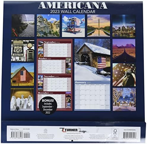 Тарнер Фотографски Американа 12х12 календар на идови со фотографии