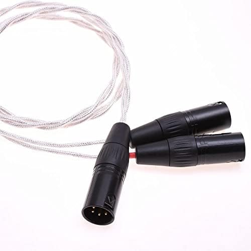 Gagacocc XLR кабел чист сребрен штит 2x 3-пински XLR машки до 4-пински XLR машки балансиран аудио адаптер кабел 4 пински XLR Балансиран