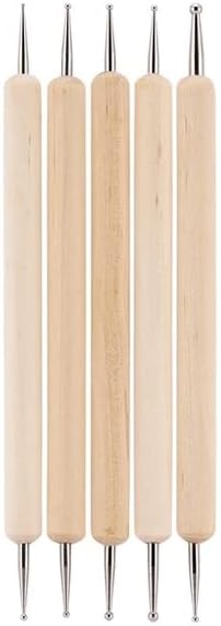 5 парчиња рачно изработени алатки за резба од кожа дрвена рачка кожа заптивка за трагање со пенкало со двојна гребнатинка, алатка за