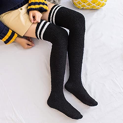 Термички чорапи на весниба за женски корали од руно чорапи со ленти со шарени лесни атлетски чорапи